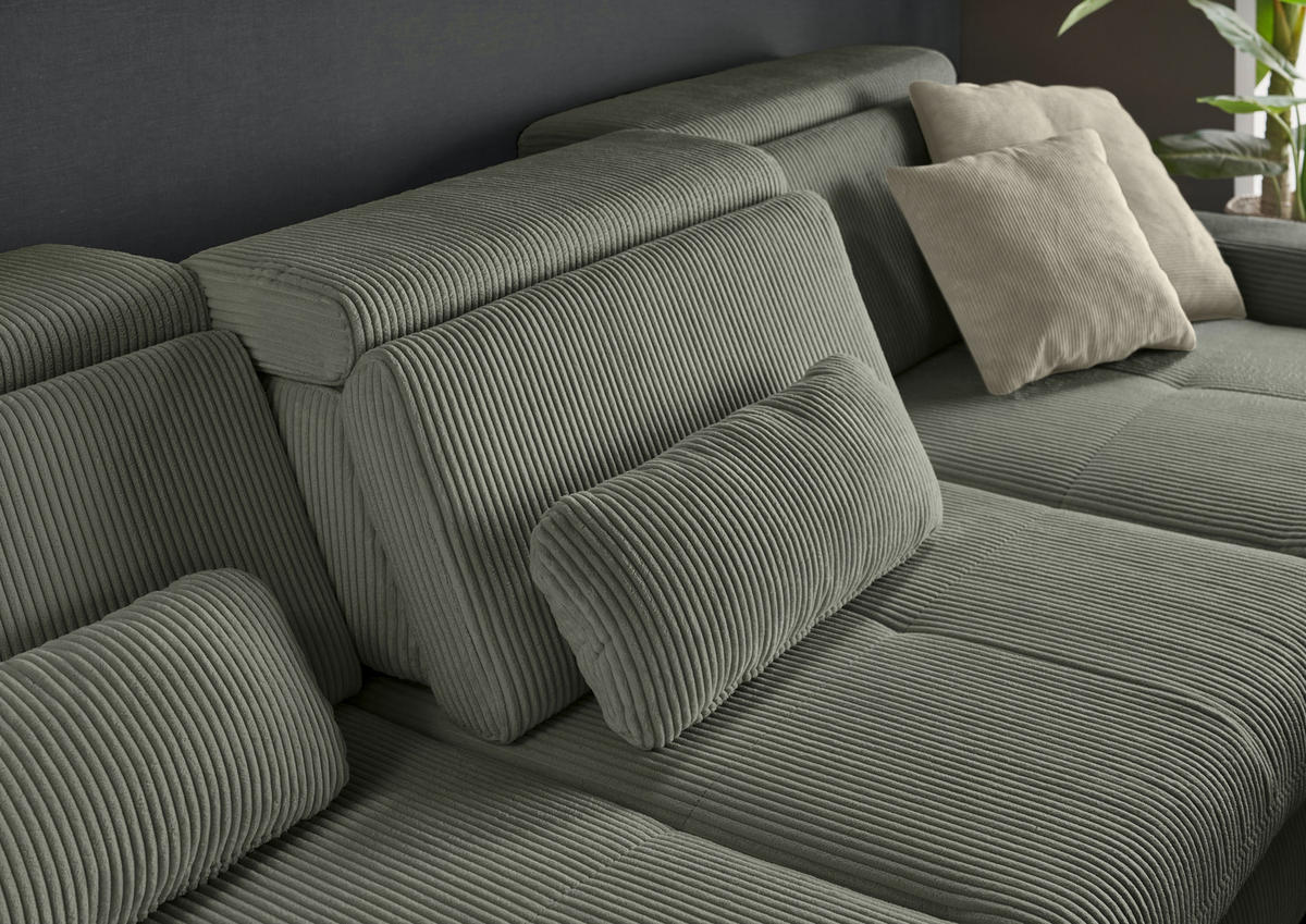 CloseUp von SetOne by Musterring ECKSOFA Olivgrün Cord.