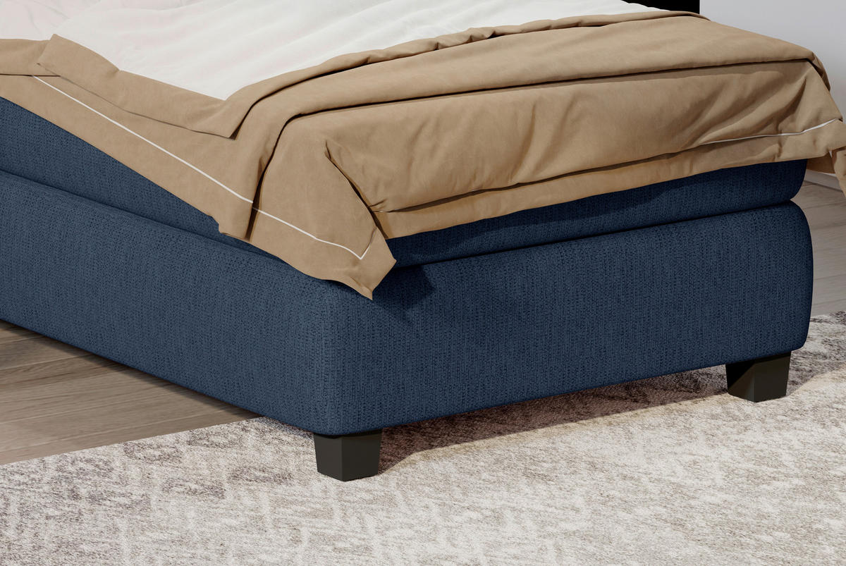 BOXSPRINGBETT 90/200 cm  in Dunkelblau  - Schwarz/Dunkelblau, Design, Holz/Holzwerkstoff (90/200cm) - Stylife