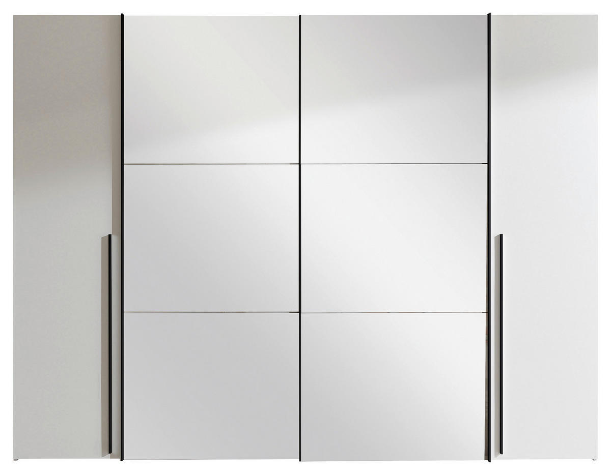  KOMBISCHRANK 267/205/57 cm 4-türig  - Weiss/Alufarben, Modern, Glas/Holzwerkstoff (267/205/57cm) - Livetastic