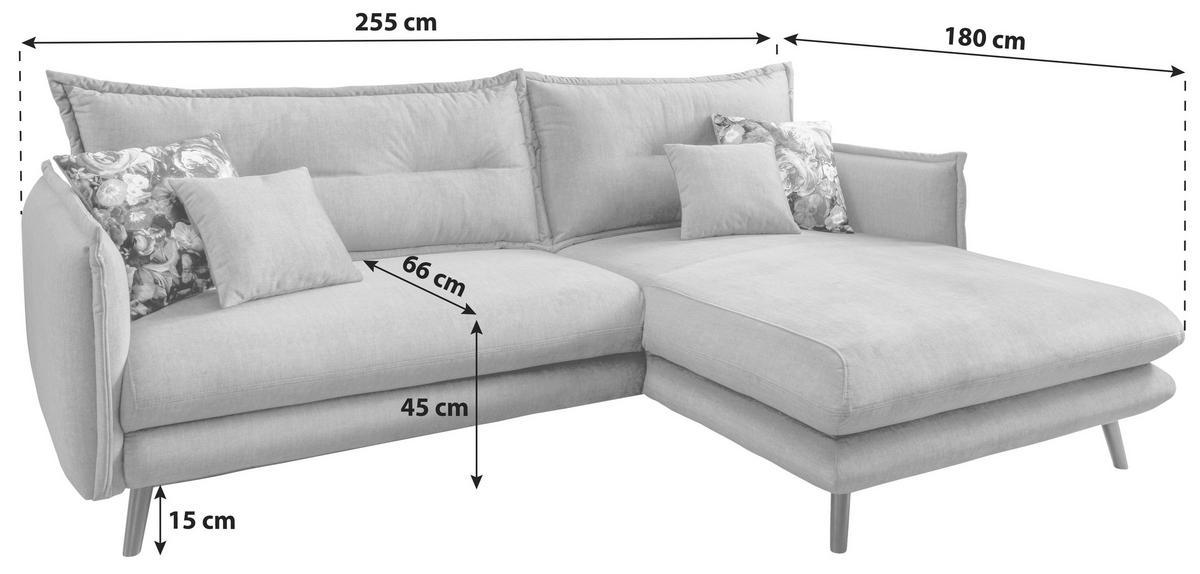 ECKSOFA Koralle Velours  - Koralle/Schwarz, MODERN, Holz/Textil (255/180cm) - Livetastic