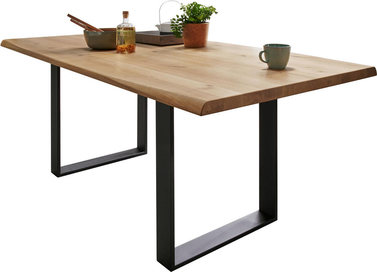 ESSTISCH in Holz 220/100/75 cm  - Wildeiche/Schwarz, LIFESTYLE, Holz/Metall (220/100/75cm) - Linea Natura