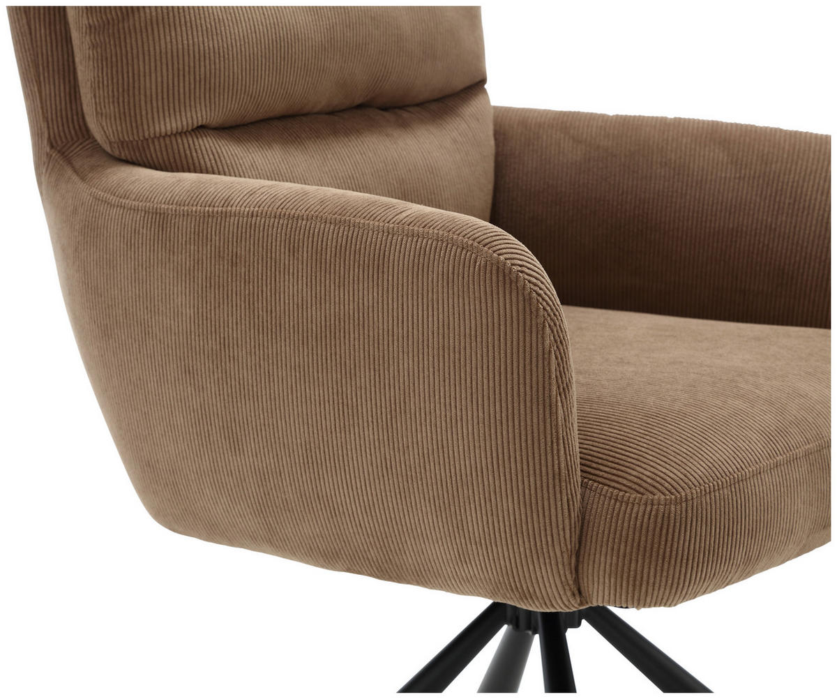 ARMLEHNSTUHL  in Cord  - Taupe/Schwarz, KONVENTIONELL, Textil/Metall (58/94/67cm) - Boxxx