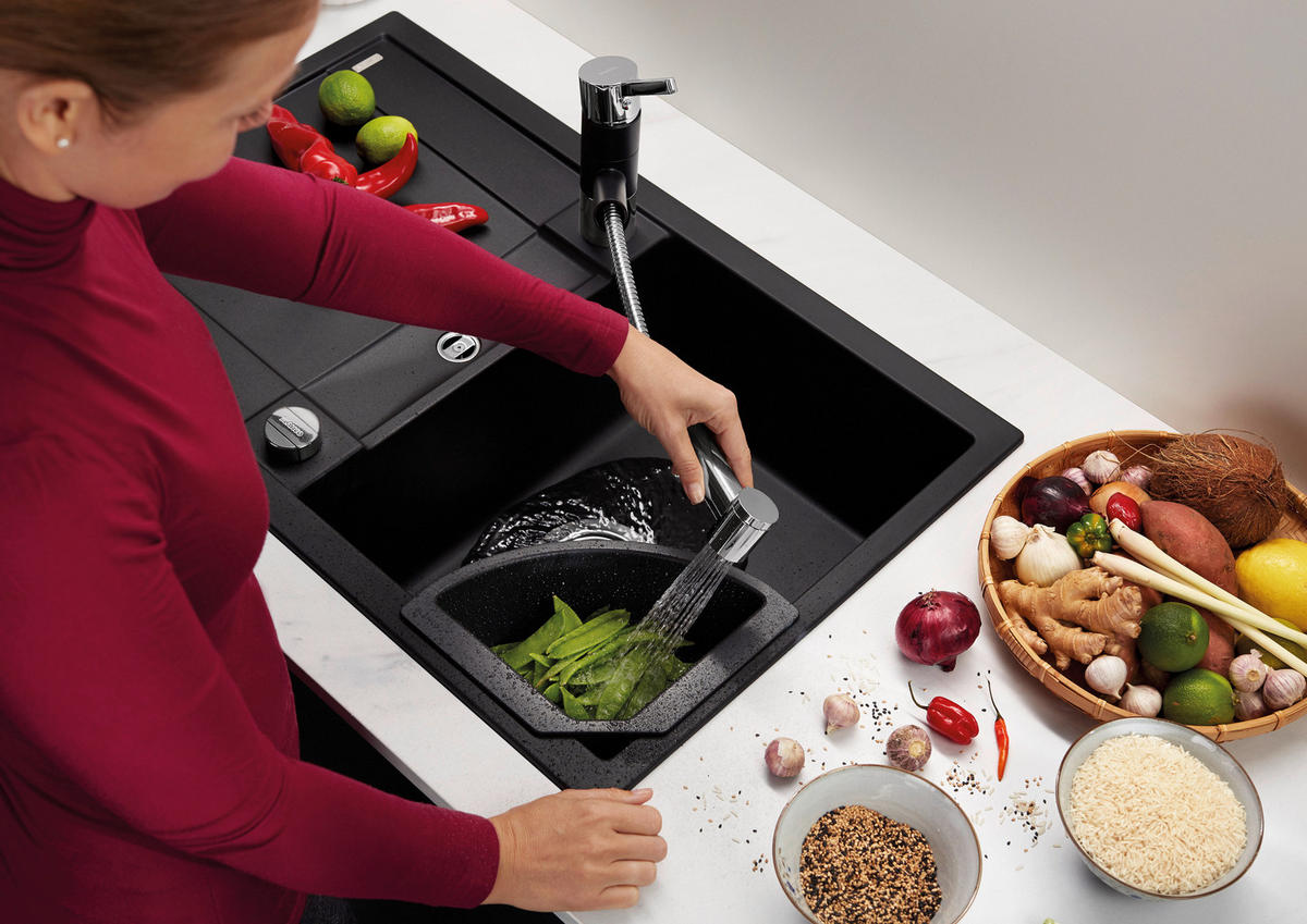 SPÜLE 525914  - Schwarz, Basics, Stein (78/19/50cm) - Blanco
