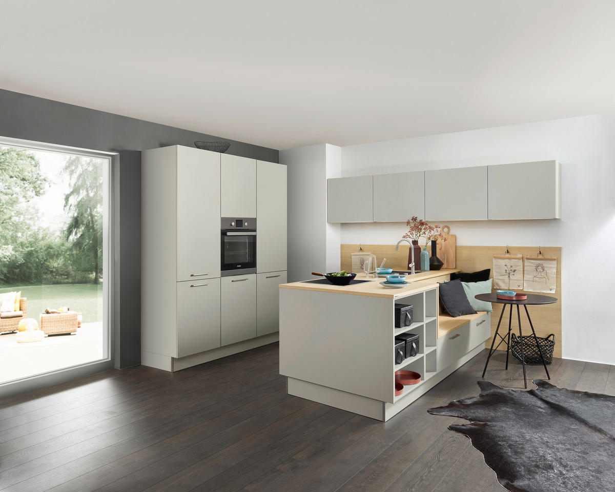 EINBAUKÜCHE   - Eichefarben/Grau, Design, Holzwerkstoff - Dieter Knoll