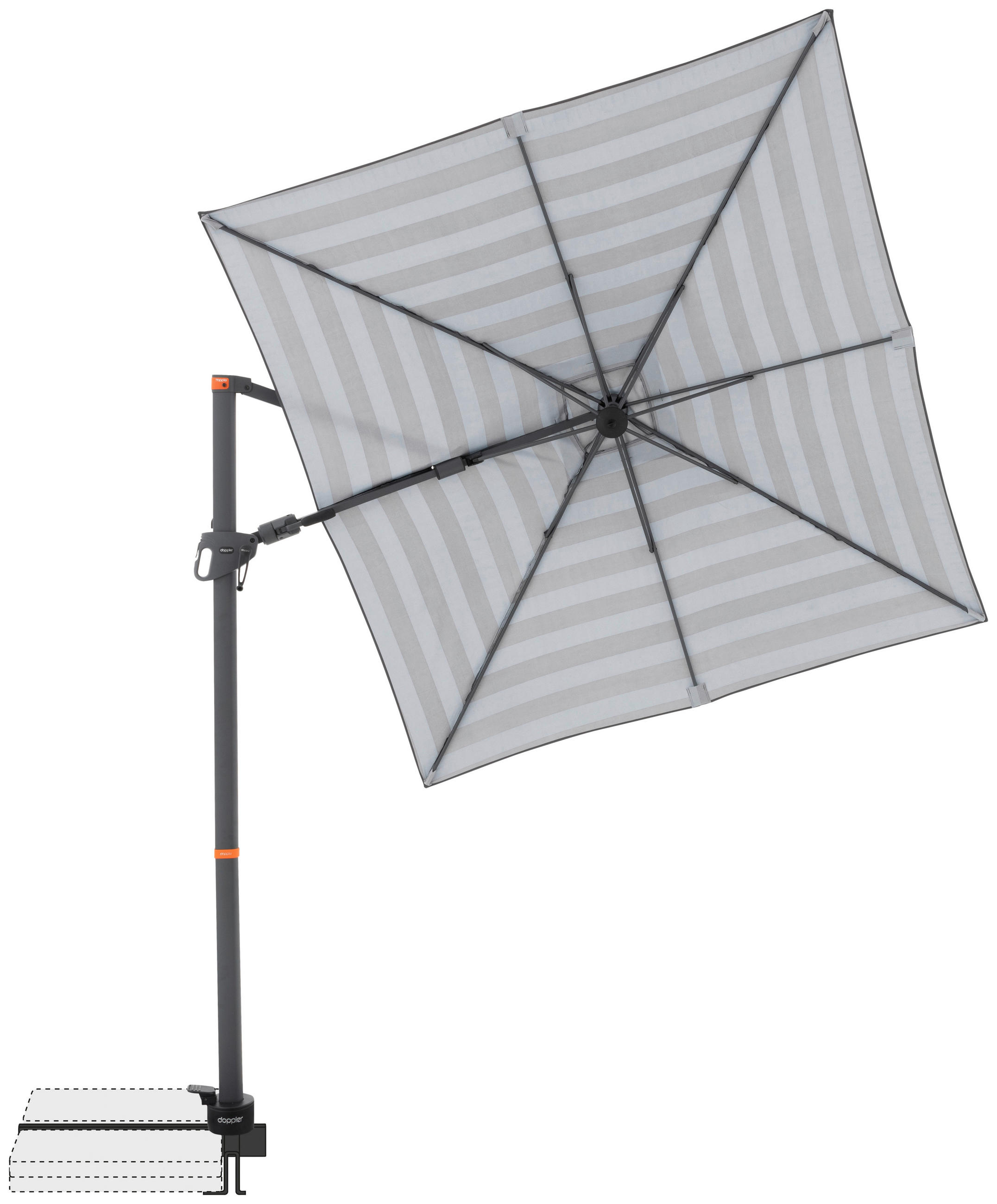 AMPELSCHIRM 210x210 cm  - Anthrazit/Grau, Basics, Textil/Metall (210/210cm) - Doppler