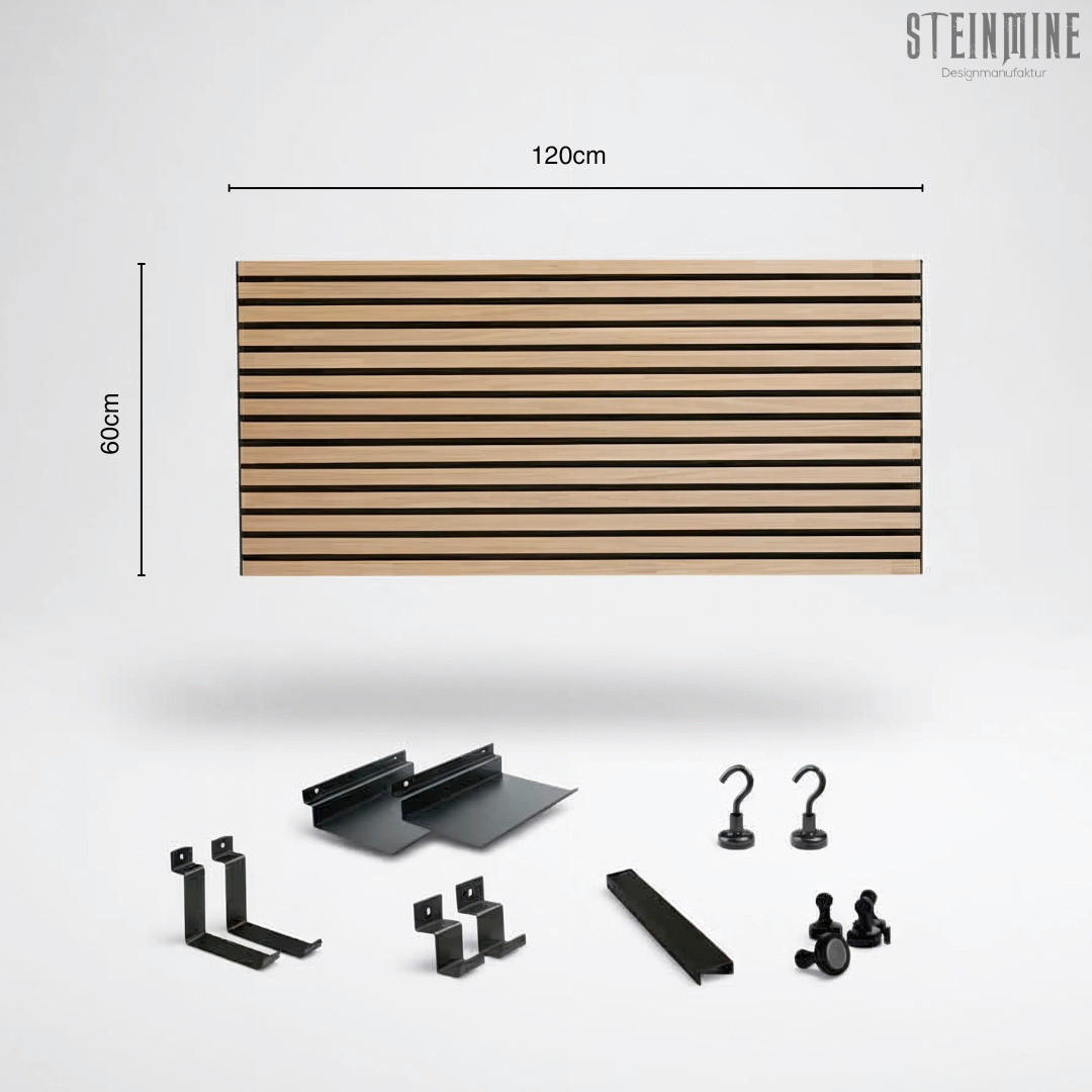 XXXLutz Akustikpaneel-Zubehör-Set Braun, Schwarz 60x2x120 cm