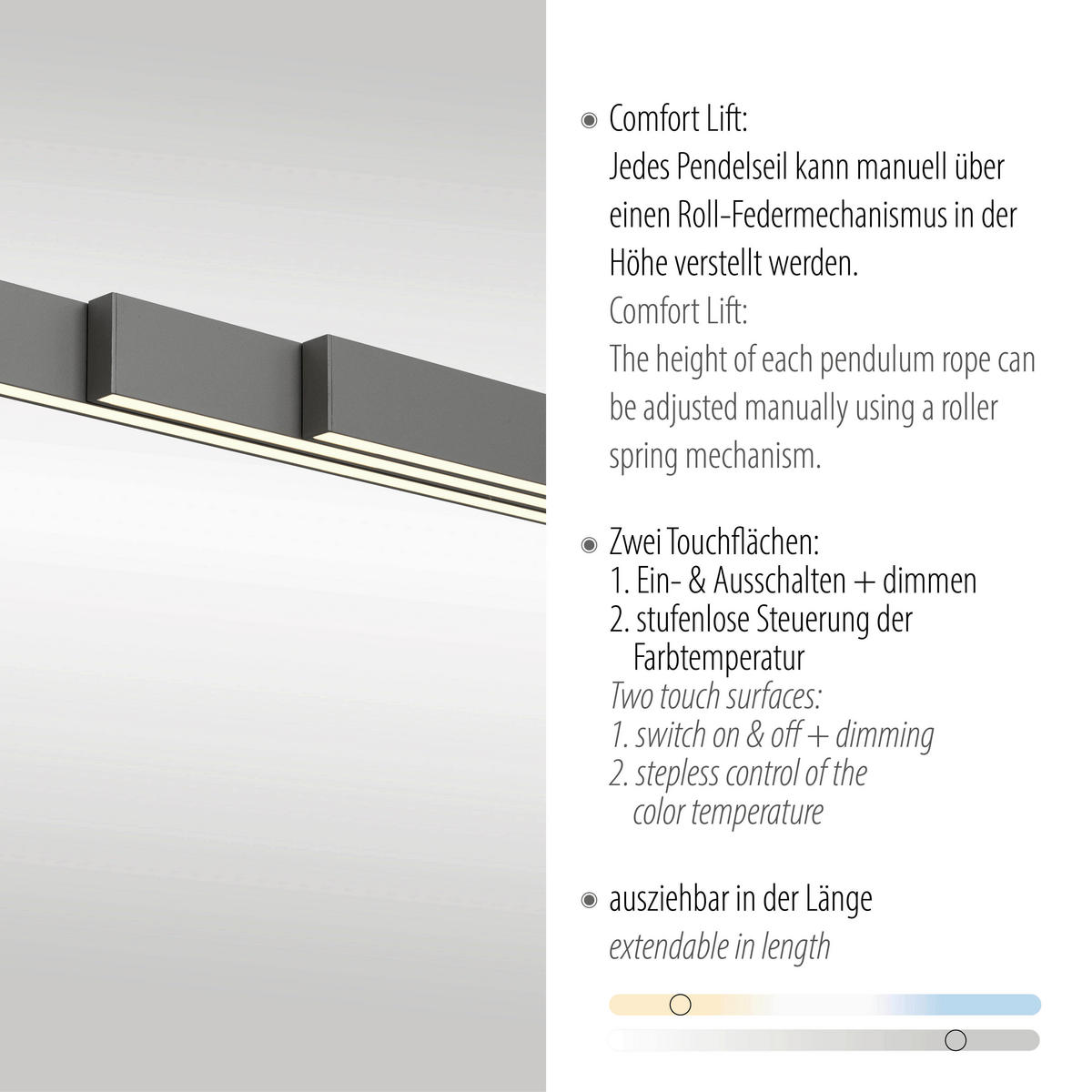 LED-HÄNGELEUCHTE 179/55/150 cm  - Anthrazit, Design, Kunststoff/Metall (179/55/150cm)