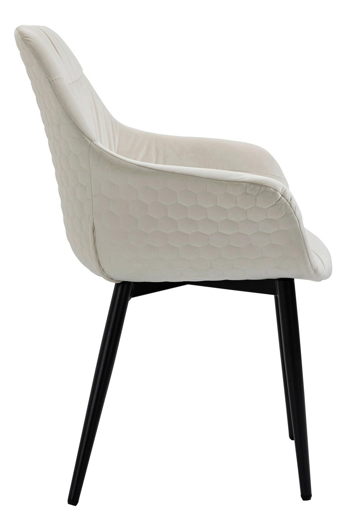 ARMLEHNSTUHL  in Samt  - Creme/Schwarz, MODERN, Textil/Metall (63/81,5/61cm) - Livetastic