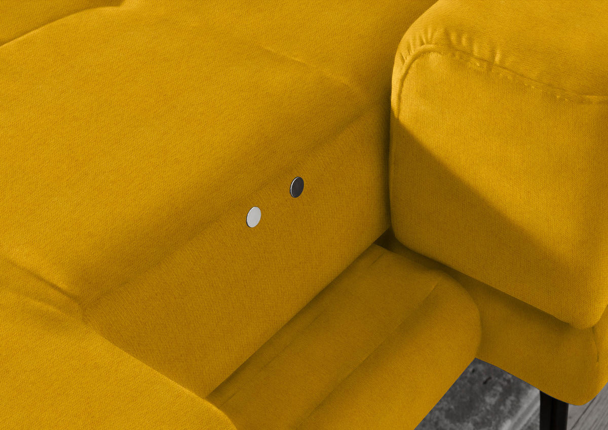 ECKSOFA in Flachgewebe Currygelb  - Currygelb/Schwarz, Design, Textil/Metall (309/190cm) - Beldomo Style