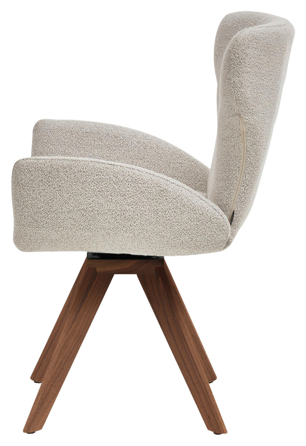 ARMLEHNSTUHL  Stoffauswahl, Typenauswahl, inklusive Armlehnen, Gestellauswahl, gepolsterte Armlehnen Bouclé  - Champagner/Nussbaumfarben, Design, Holz/Textil (65/93/68cm) - Musterring