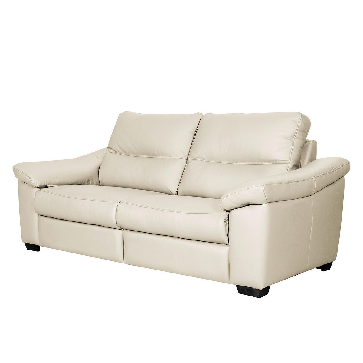 2-SITZER-SOFA  in Echtleder Creme   - Creme/Schwarz, Design, Leder/Holz (174/97/97cm) - Livetastic