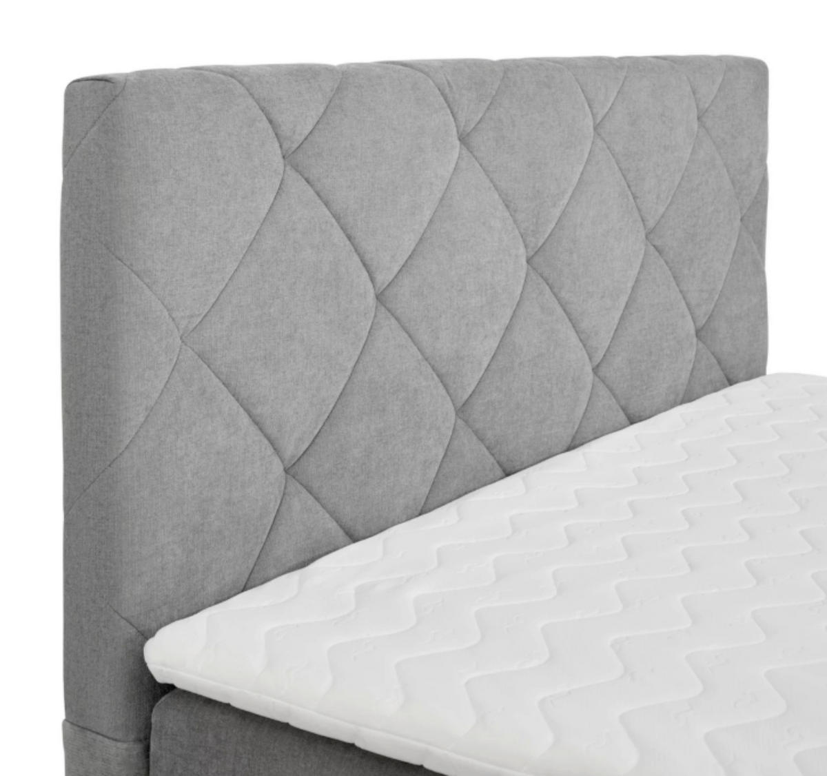 BOXBETT 180/200 cm,  in Grau, Bettkasten, Topper, H3 + H3 = fest  - Schwarz/Grau, MODERN, Holz/Textil (180/200cm) - MID.YOU