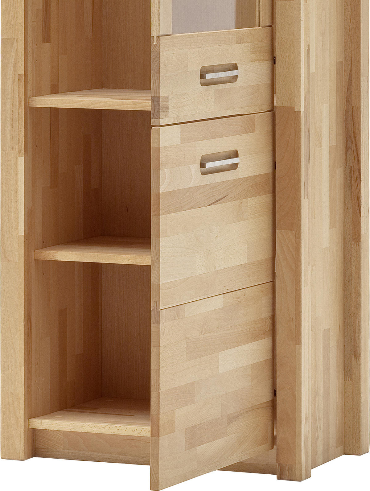 VITRINE in massiv Kernbuche Buchefarben  - Buchefarben/Alufarben, Design, Glas/Holz (66/203/40cm) - MID.YOU