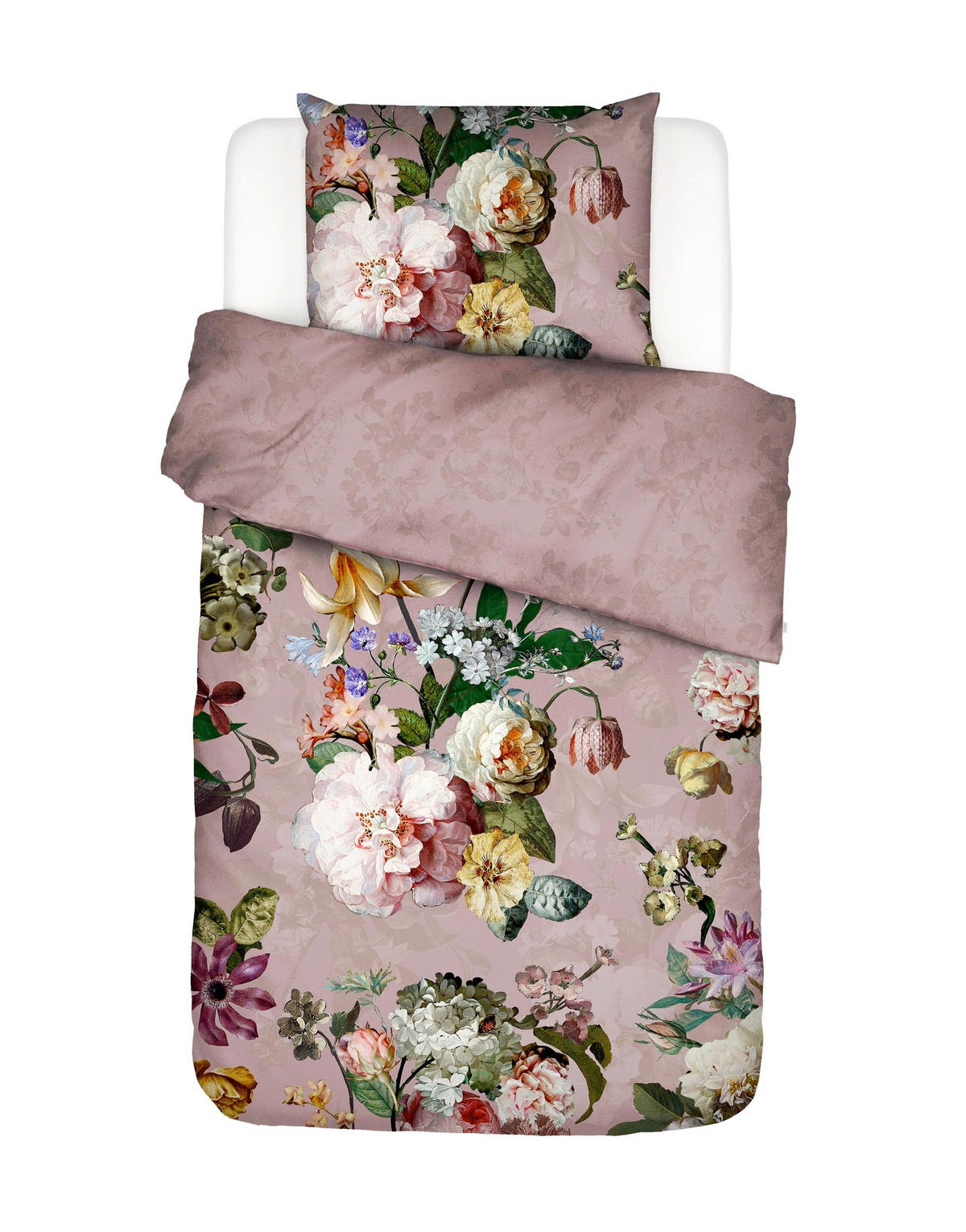 WENDEBETTWÄSCHE FLEUR Satin 155/220 cm  - Pink, KONVENTIONELL, Textil (155/220cm) - Essenza