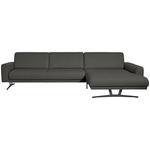 ECKSOFA in Echtleder Grau  324/179 cm  - Anthrazit/Grau, KONVENTIONELL, Leder/Metall (324/179cm) - Johann Jakob