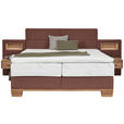 BOXSPRINGBETT 180/200 cm  in Eichefarben, Dunkelrot  - Eichefarben/Dunkelrot, Natur, Holz/Textil (180/200cm) - Valnatura