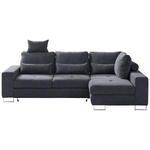 ECKSOFA in Flachgewebe Schwarz  - Schwarz, Design, Textil/Metall (260/188cm) - Hom`in