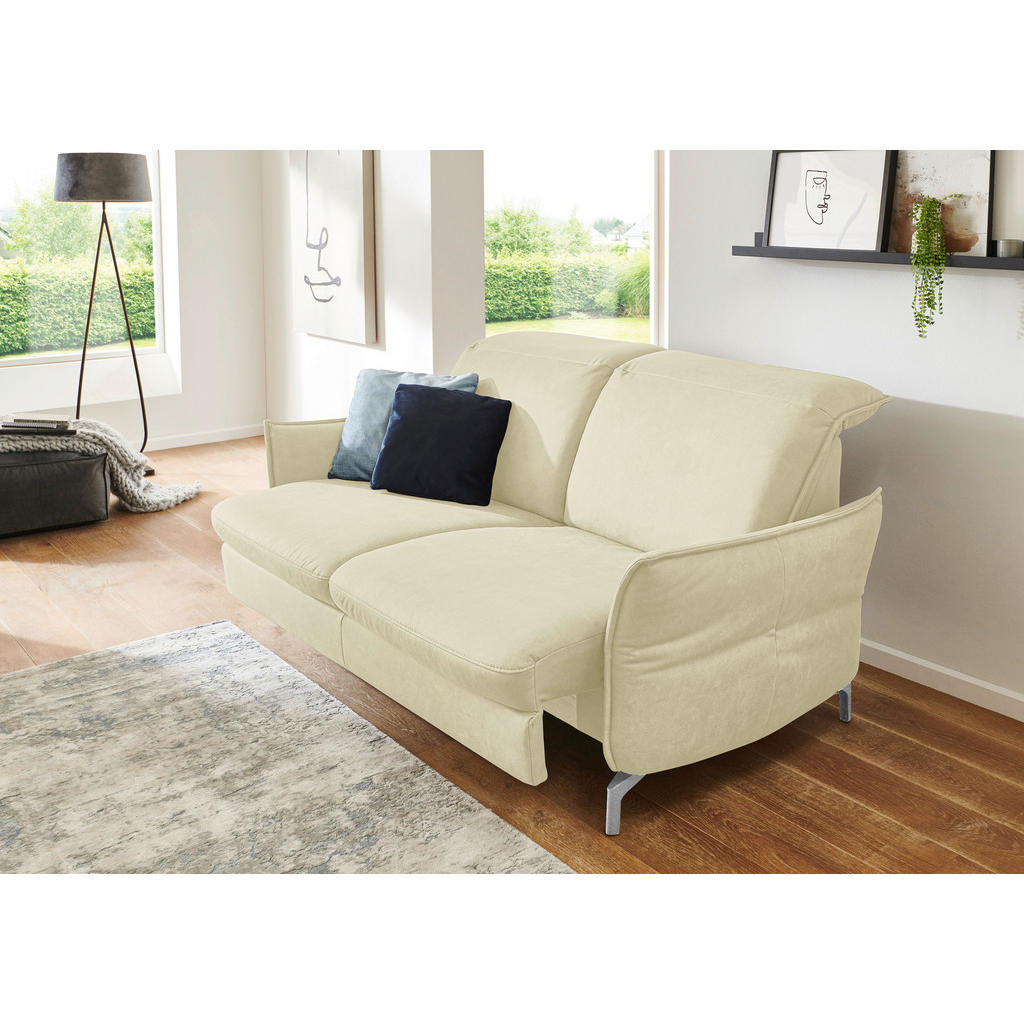 Thumbnail - Livetastic 2,5-Sitzer, Creme, Leder, Echtleder, Nappaleder, 185x89x109 cm, Made in EU, Hocker erhältlich, Armteil links,...