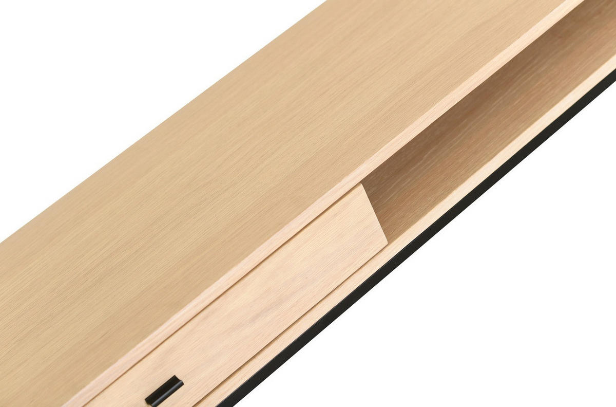 TV-MÖBEL i delar i massivt trä, faner ek ekfärgad, vit, svart  - vit/svart, Design, metall/trä (180/40/35cm) - Best Price
