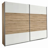 SCHWEBETÜRENSCHRANK in Weiss, Sonoma Eiche  - Weiss/Alufarben, Design, Holzwerkstoff/Metall (226/210/62cm) - Xora