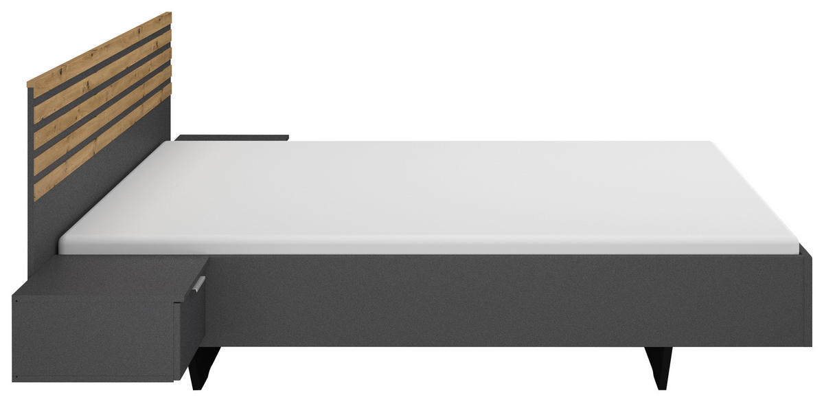 POSTEL S NOČNÍMI STOLKY, 180/200 cm, šedá - šedá, Moderní, kompozitní dřevo (180/200cm) - Rauch Möbel