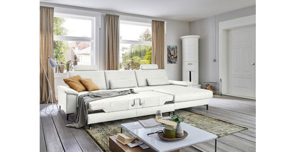 ECKSOFA in Echtleder Weiß 334/176 cm - Schwarz/Weiß, Design, Leder/Metall (334/176cm) - Dieter Knoll