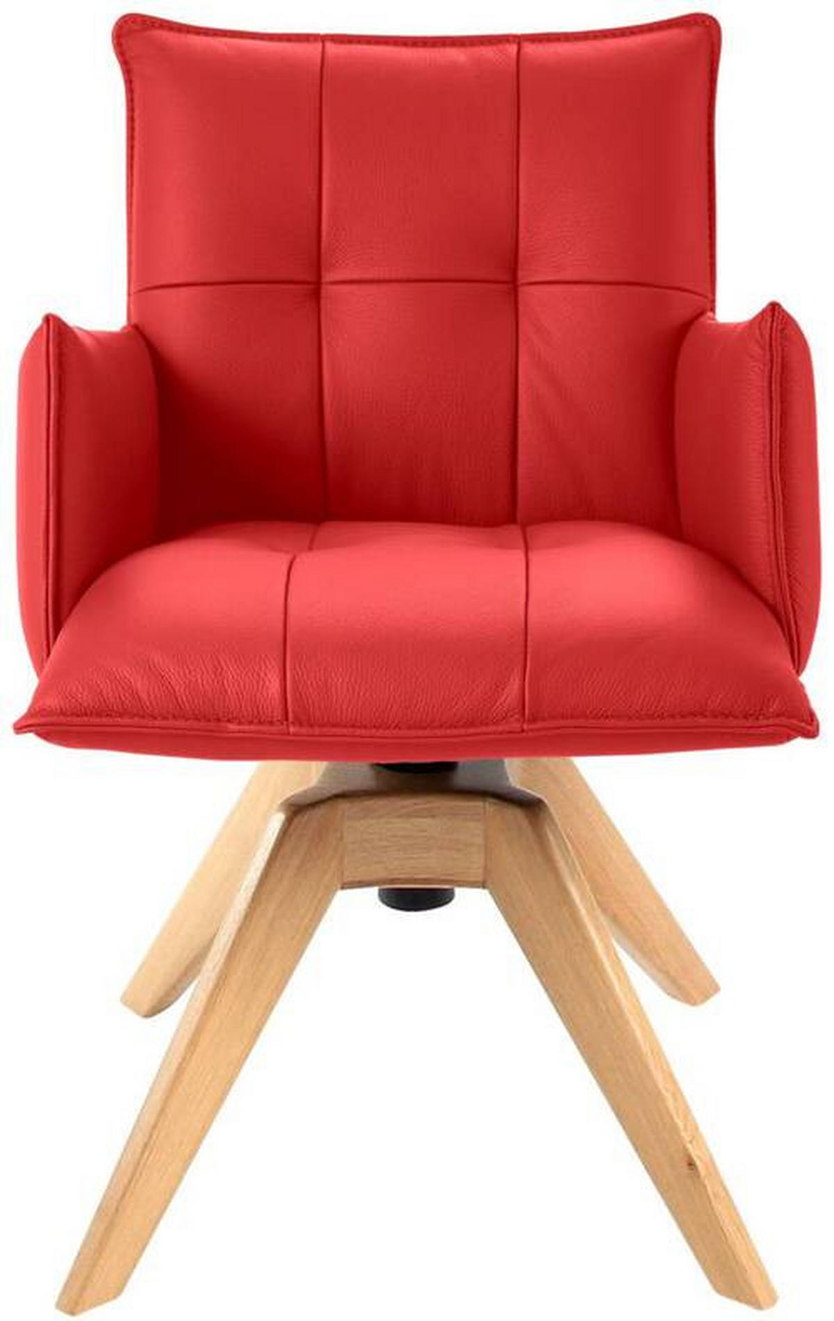 ARMLEHNSTUHL  in Echtleder pigmentiert  - Eichefarben/Rot, Design, Leder/Holz (86/57/65cm) - Valnatura
