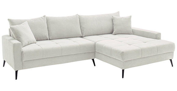 ECKSOFA  in Cord Naturfarben  280/173 cm  - Schwarz/Naturfarben, KONVENTIONELL, Textil/Metall (280/173cm) - Hom`in