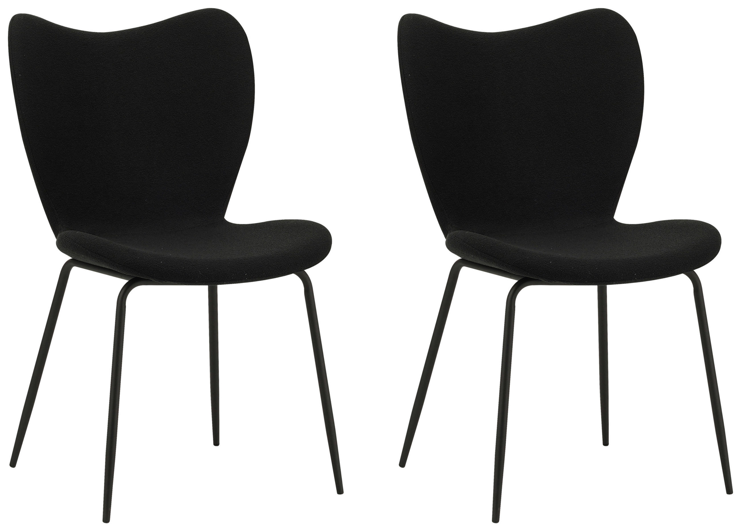 STUHL-SET 2 Stück  in Bouclé  - Schwarz, MODERN, Textil/Metall (50/88,5/42cm) - MID.YOU