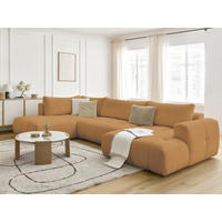 WOHNLANDSCHAFT  FUJI  Gelb Bouclé  - Gelb/Schwarz, MODERN, Kunststoff/Textil (204/377/160cm)