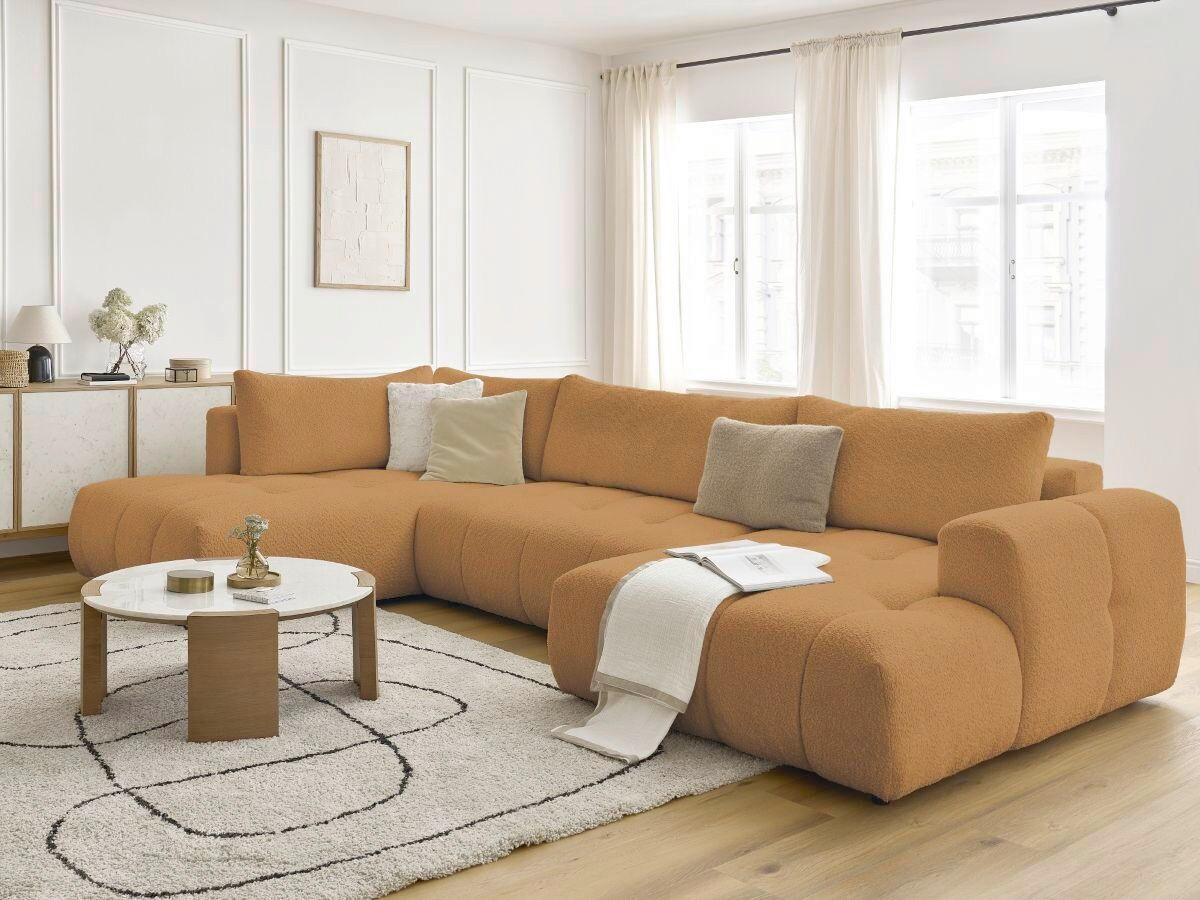 WOHNLANDSCHAFT  FUJI  Gelb Bouclé  - Gelb/Schwarz, MODERN, Kunststoff/Textil (204/377/160cm)