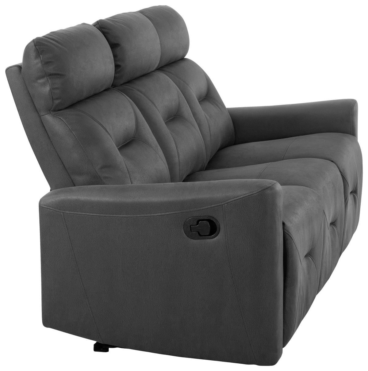 SITZGARNITUR Mikrofaser Grau  - Schwarz/Grau, Design, Textil/Metall - Livetastic
