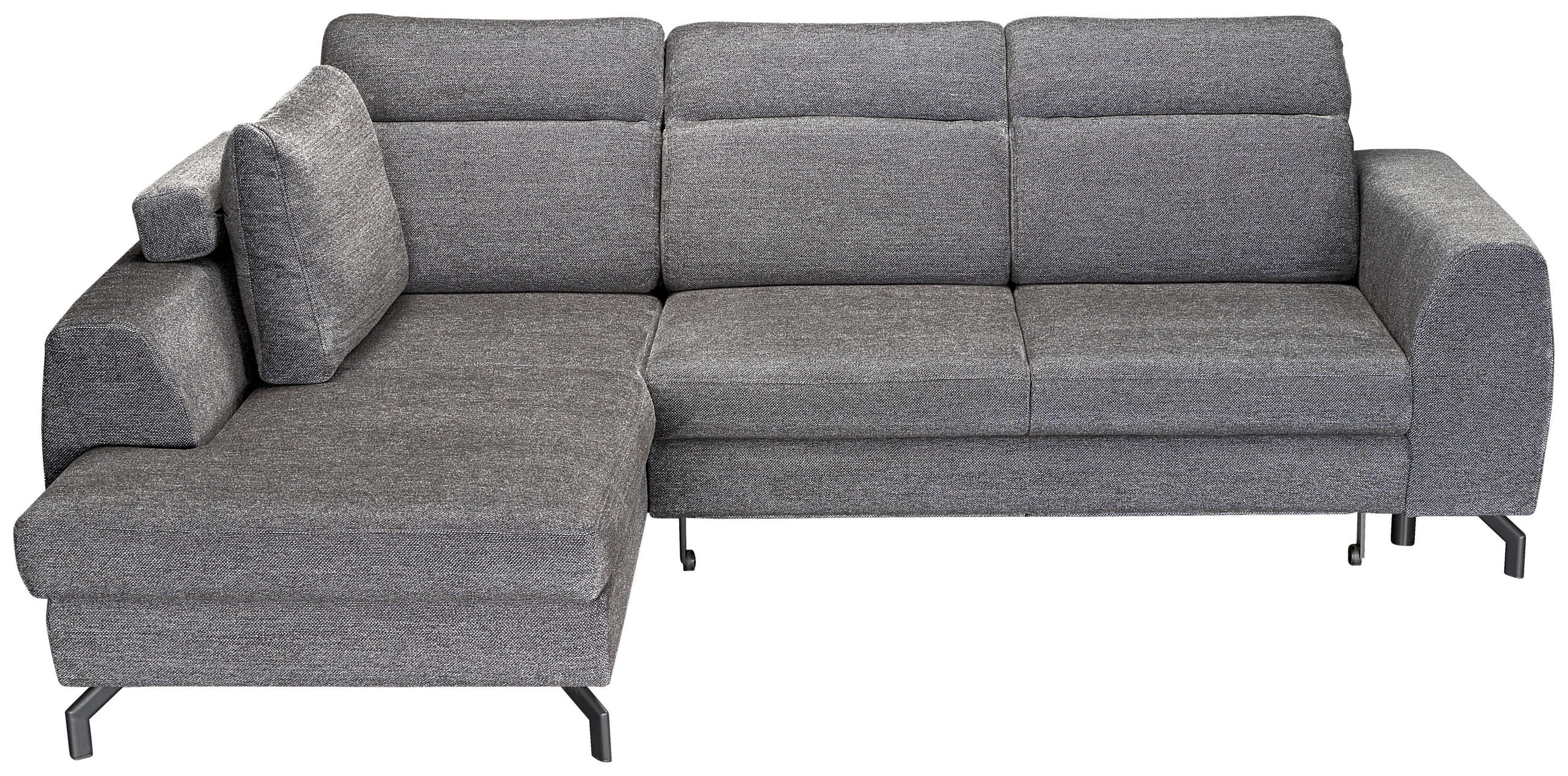 ECKSOFA Dunkelgrau Chenille  - Dunkelgrau/Schwarz, KONVENTIONELL, Textil/Metall (185/240cm) - Carryhome
