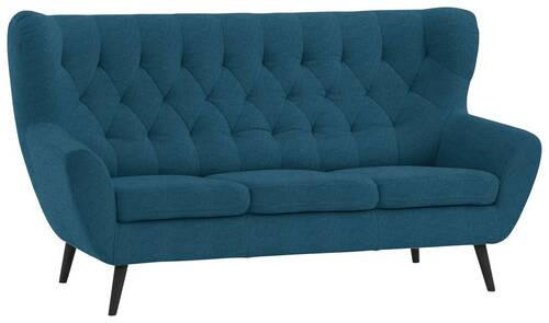 3-SITZER-SOFA in Mikrofaser Blau  - Blau/Schwarz, Design, Holz/Textil (187/101/95cm) - Stylife