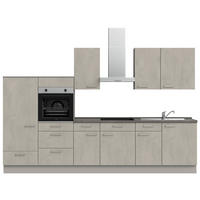 KÜCHENBLOCK 330 cm   in Grau, Schieferfarben  - Schieferfarben/Edelstahlfarben, MODERN, Holzwerkstoff/Metall (330cm) - Nobilia