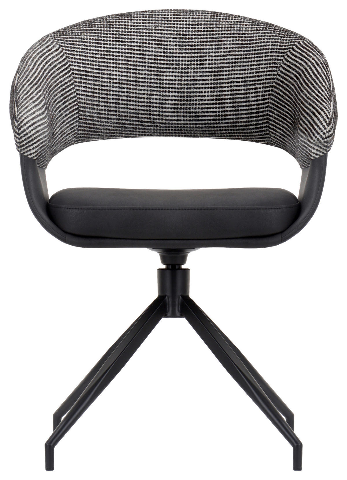 ARMLEHNSTUHL , Sitzfläche 360° drehbar, automatische Rückholfunktion , Mikrofaser, Webstoff  - Schwarz/Weiß, Design, Textil/Metall (60/83/62cm) - Novel