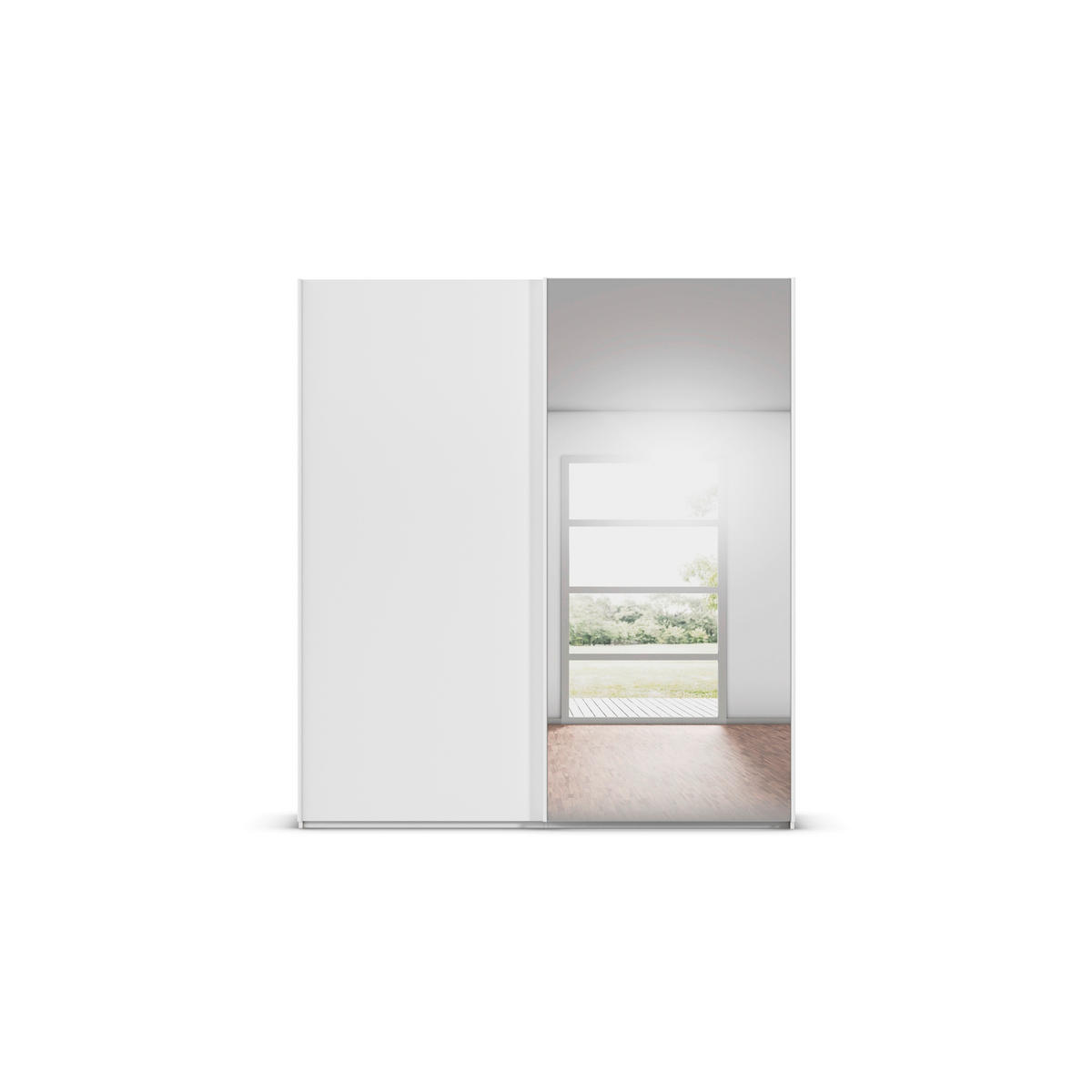 SCHWEBETÜRENSCHRANK 201/223/69 cm,  in Weiß, 2 Tür(en)  - Weiß, Basics, Glas/Holzwerkstoff (201/223/69cm) - Rauch Möbel