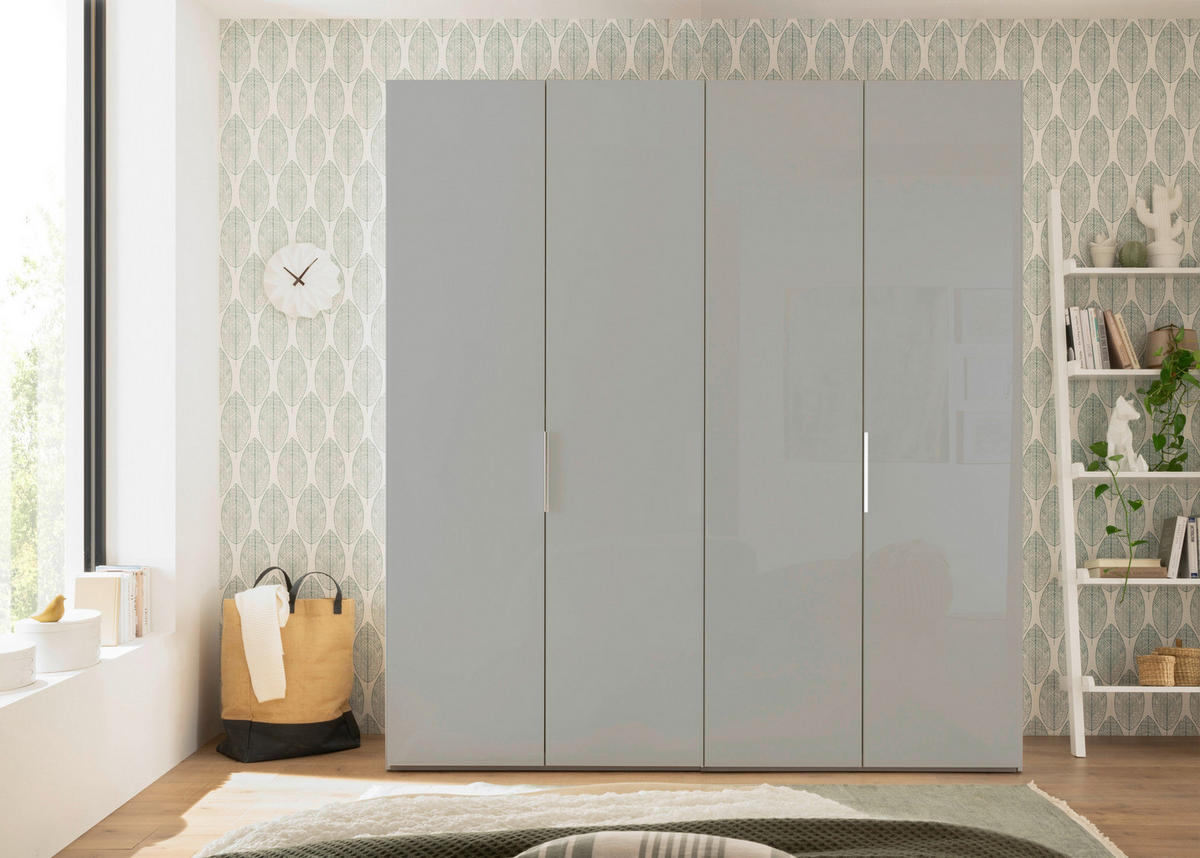 DREHTÜRENSCHRANK 200/216/58 cm 4-türig  - Alufarben/Grau, MODERN, Holzwerkstoff/Metall (200/216/58cm) - MID.YOU