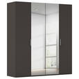 DREHTÜRENSCHRANK 201/223/61 cm,  in Graphitfarben, 4-türig  - Chromfarben/Edelstahlfarben, Basics, Glas/Holzwerkstoff (201/223/61cm) - Novel
