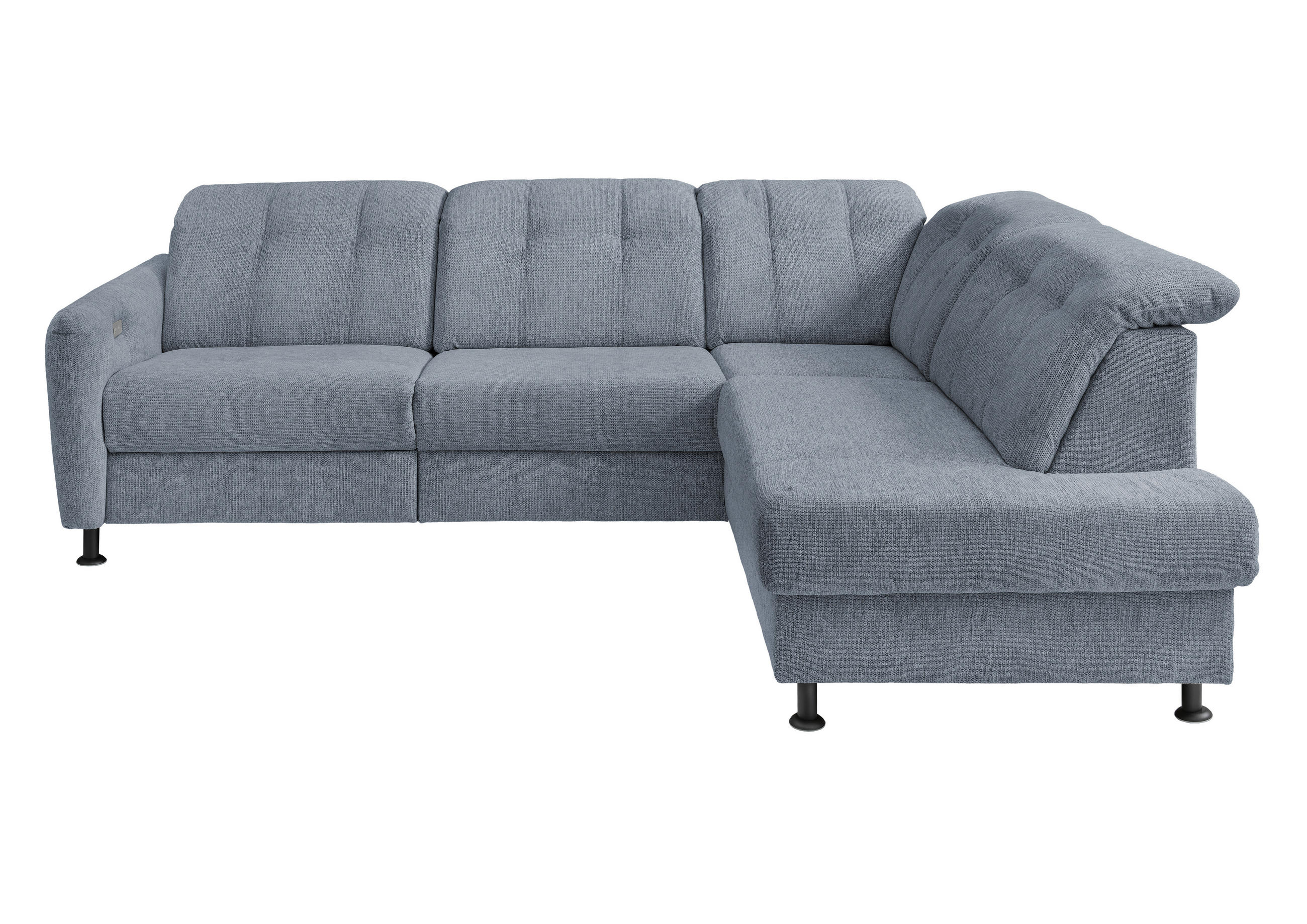 ECKSOFA Hellblau Chenille  - Schwarz/Hellblau, MODERN, Textil/Metall (270/198cm) - Livetastic