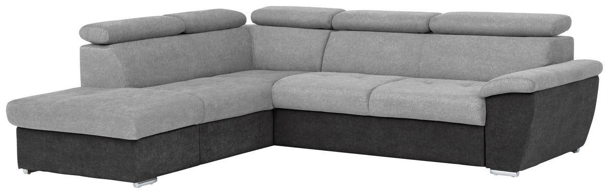 ECKSOFA in Mikrofaser Schwarz, Silberfarben  216/262 cm  - Chromfarben/Silberfarben, Design, Textil/Metall (216/262cm) - Livetastic