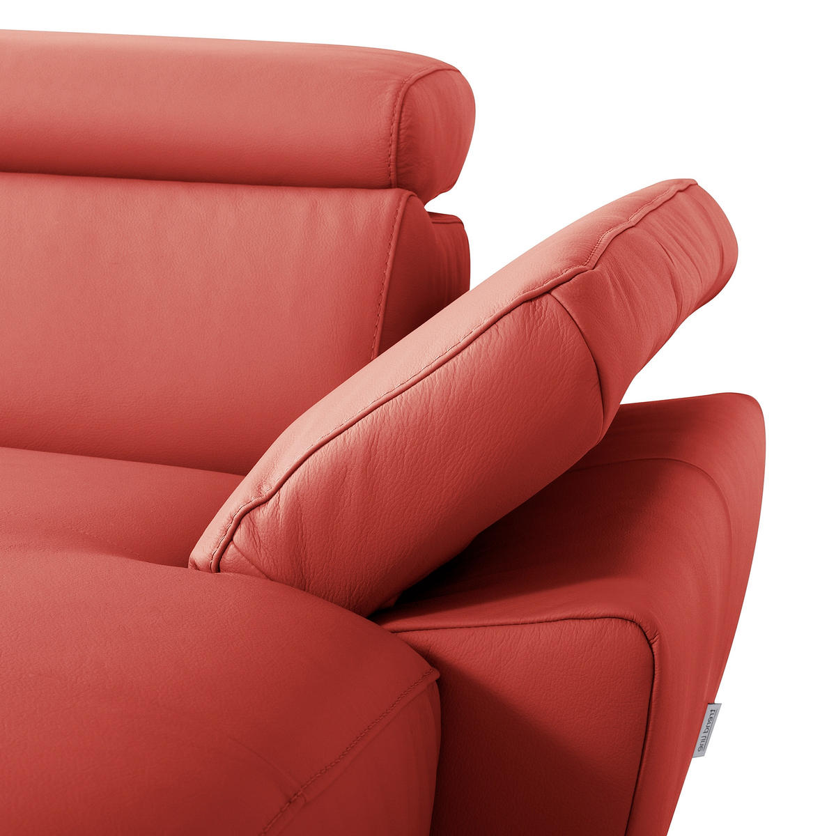 ECKSOFA Lederlook Echtleder Rot  - Chromfarben/Rot, Design, Leder/Textil (252/179cm) - Livetastic