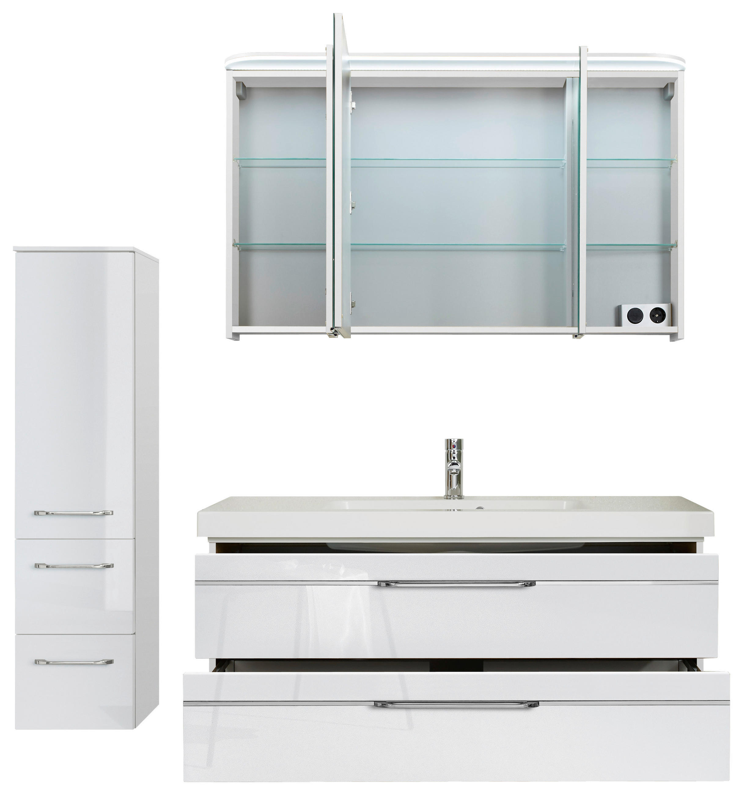 BADEZIMMER 4-teilig in - Chromfarben/Weiß Hochglanz, KONVENTIONELL, Glas/Holzwerkstoff (153cm) - Pelipal