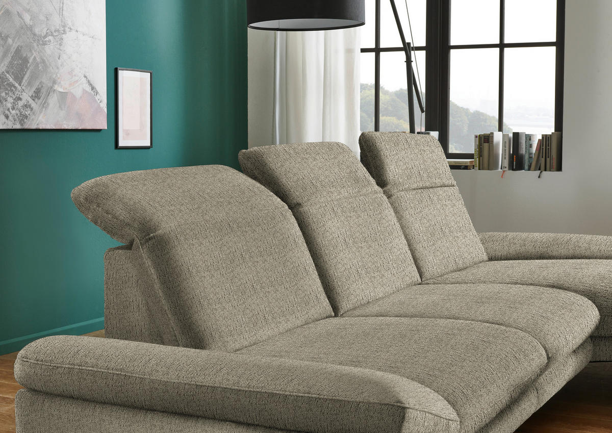 ECKSOFA in Chenille Olivgrün  - Schwarz/Olivgrün, Design, Textil/Metall (319/188cm) - Beldomo System