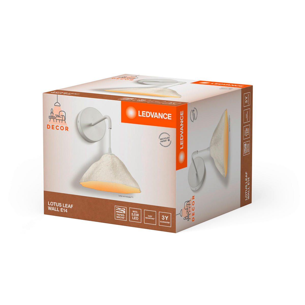 WANDLEUCHTE 21,9/27,2/26 cm   - KONVENTIONELL, Papier/Metall (21,9/27,2/26cm) - Ledvance