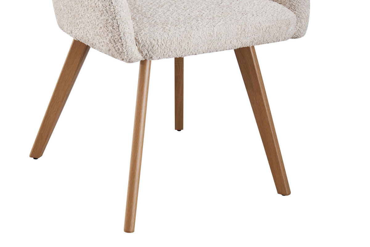 ARMLEHNSTUHL  in Eisen Teddystoff  - Eichefarben/Beige, MODERN, Holz/Textil (57/85/63cm) - MID.YOU