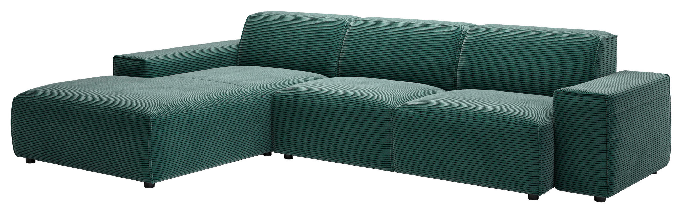 ECKSOFA in Cord Dunkelgrün  189/300 cm  - Dunkelgrün/Schwarz, Design, Kunststoff/Textil (189/300cm) - Pure Home Lifestyle