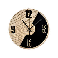 WANDUHR Schwarz, Eichefarben  - Eichefarben/Schwarz, Basics, Holz/Kunststoff (36cm)