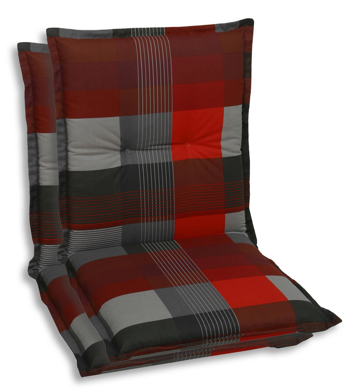 SESSELAUFLAGENSET Karo  - Dunkelgrau/Rot, Basics, Textil (50/7/100cm)