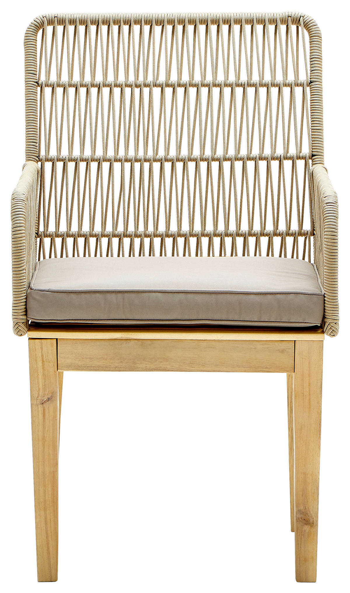 SCAUN DE GRĂDINĂ in lemn, plastic, textil gri deschis, maro deschis, culoare lemn tec  - gri deschis/maro deschis, Modern, plastic/lemn (58/92/67cm) - Ambia Garden